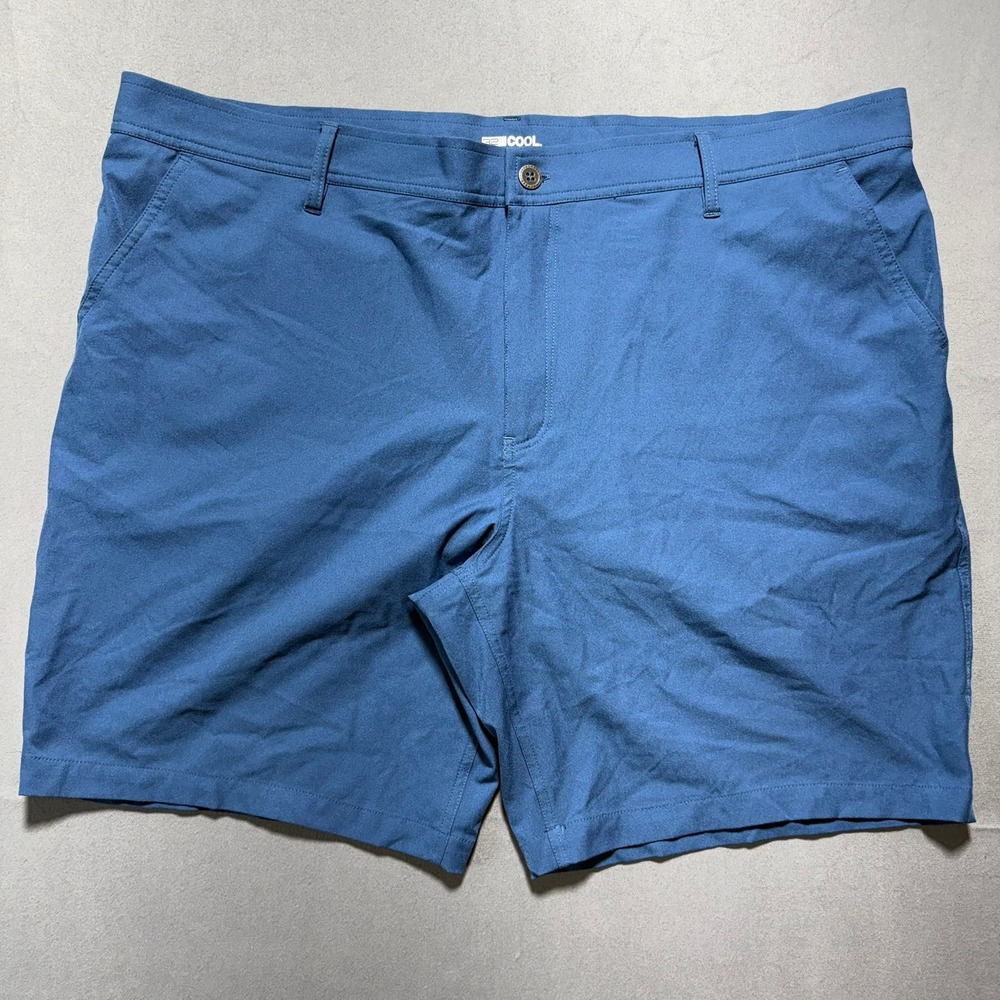 32 Degrees Cool Stretch Performance Shorts Mens 44 Blue Flat Front Golf Casual